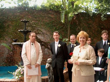 happy couple being married by us